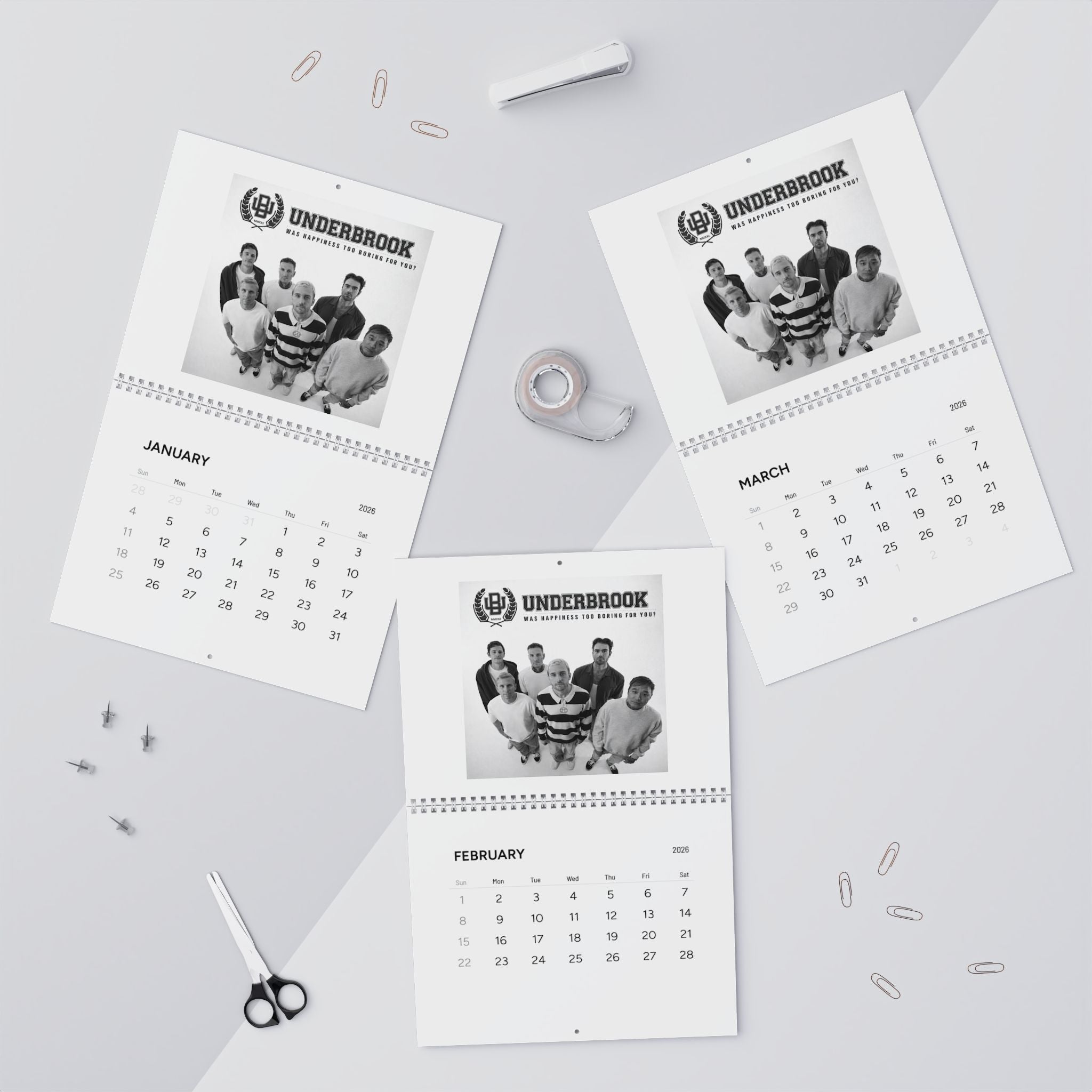 Underbrook Band 2026 Wall Calendar — Photo Calendar with Monthly Dates